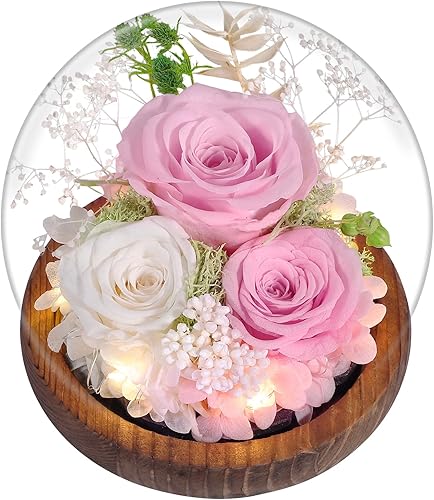 Miniatura 8 de Forever Rose - Flor preservada con luz LED, ramo de flores con purpurina única para mamá, abuela, regalo del día de San Valentín para ella,