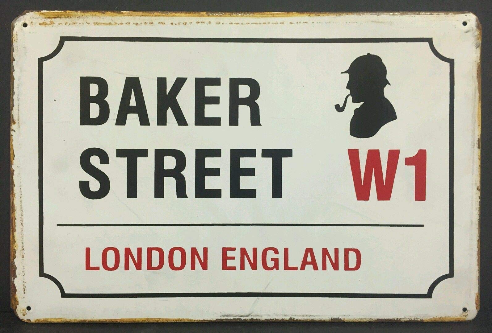 Inga Baker Street W1 Big Vintage Retro Metal London Street Sign Home Decor Metal Sign/Retro Decor Plaque 8X12 inch