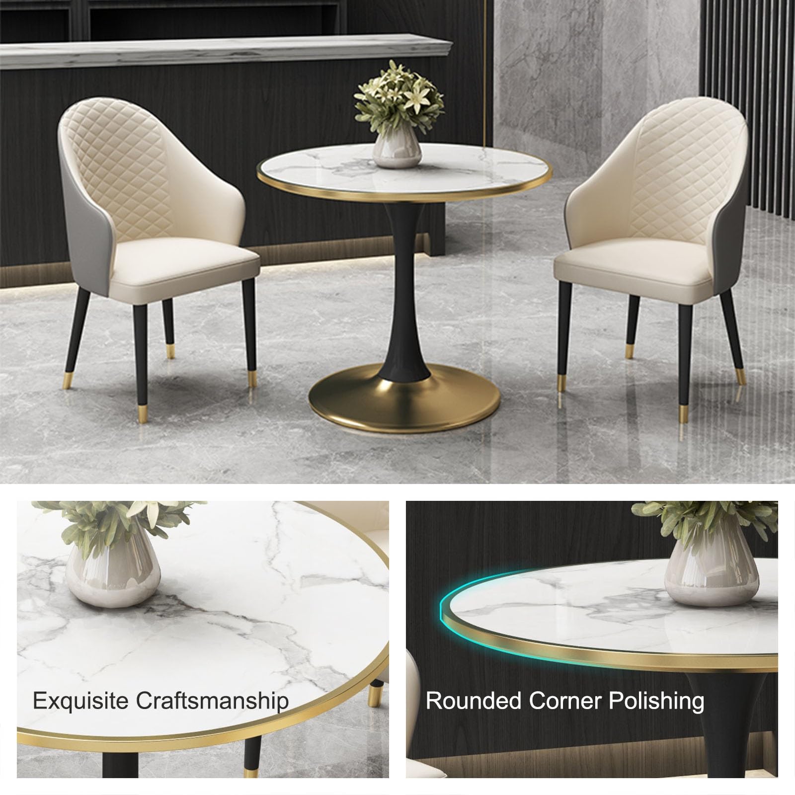 JHDXL Rezeption Tisch und Stuhl Kombination 80cm/31.5in Empfangstisch und Stuhl Set, Verhandlungstisch Besprechungstisch Büro Konferenztische Empfangsraum(Black 2)