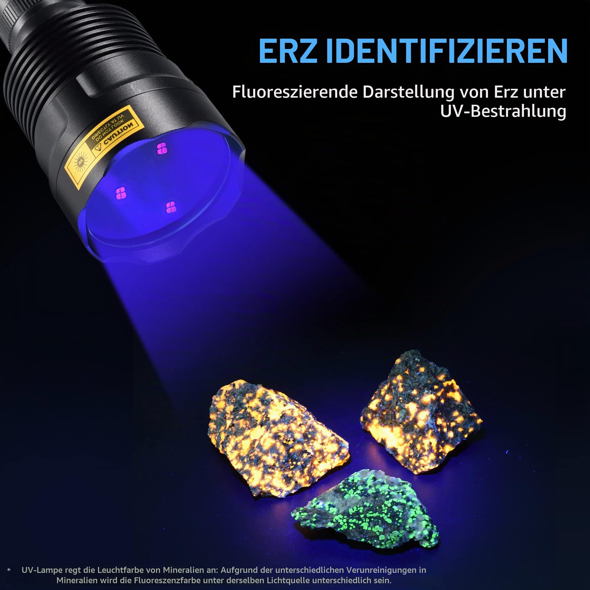 DARKBEAM UV Taschenlampe 365nm Ultraviolett Schwarzlicht,Woodsche Lampe