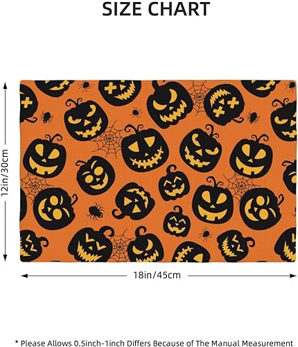 Miniatura 4 de 4 manteles individuales de lino sintético de doble capa para Halloween, antideslizantes, resistentes al calor, para el hogar, restaurante, hotel, 18