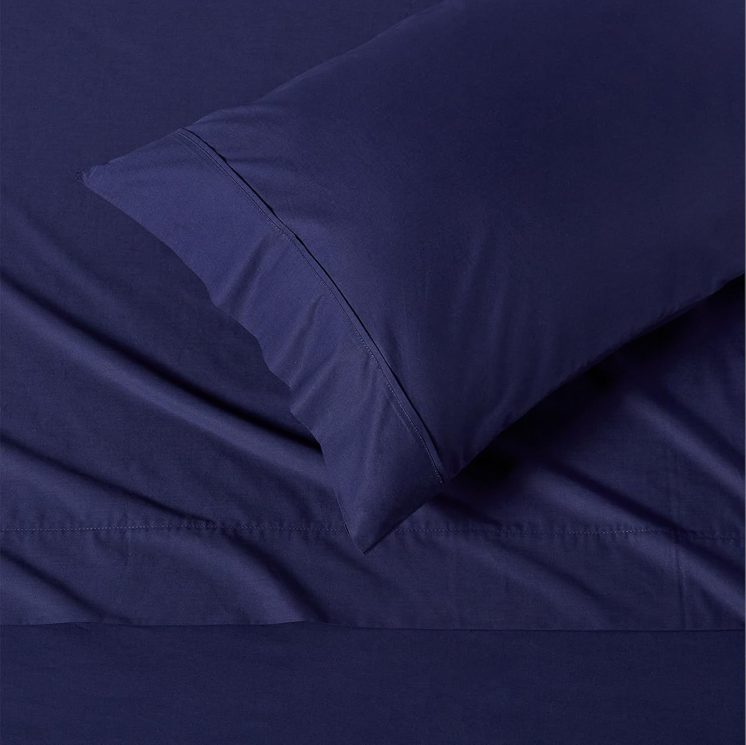 Amazon Basics Organic Cotton Sheet Set with 1-Piece Pillowcase, Navy Blue, Twin