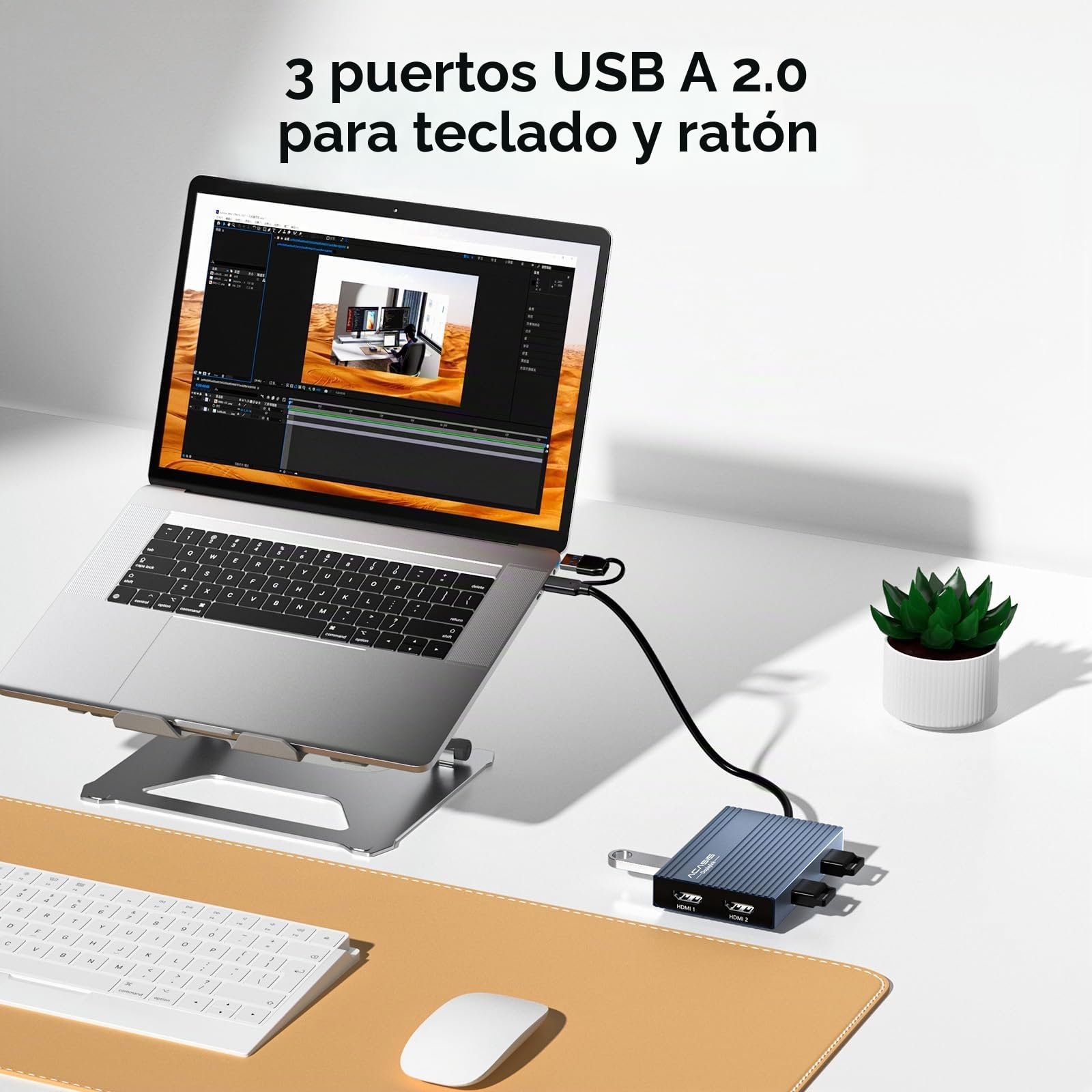 Adaptador USB C a Doble HDMI DisplayLink, 4K a 60 Hz, 2 HDMI, PD 100 W, estación de Acoplamiento USB C DisplayLink para Mac M1/M2/M3/Windows, Adaptador USB A/C a Doble Monitor (Grigio Fantasma)