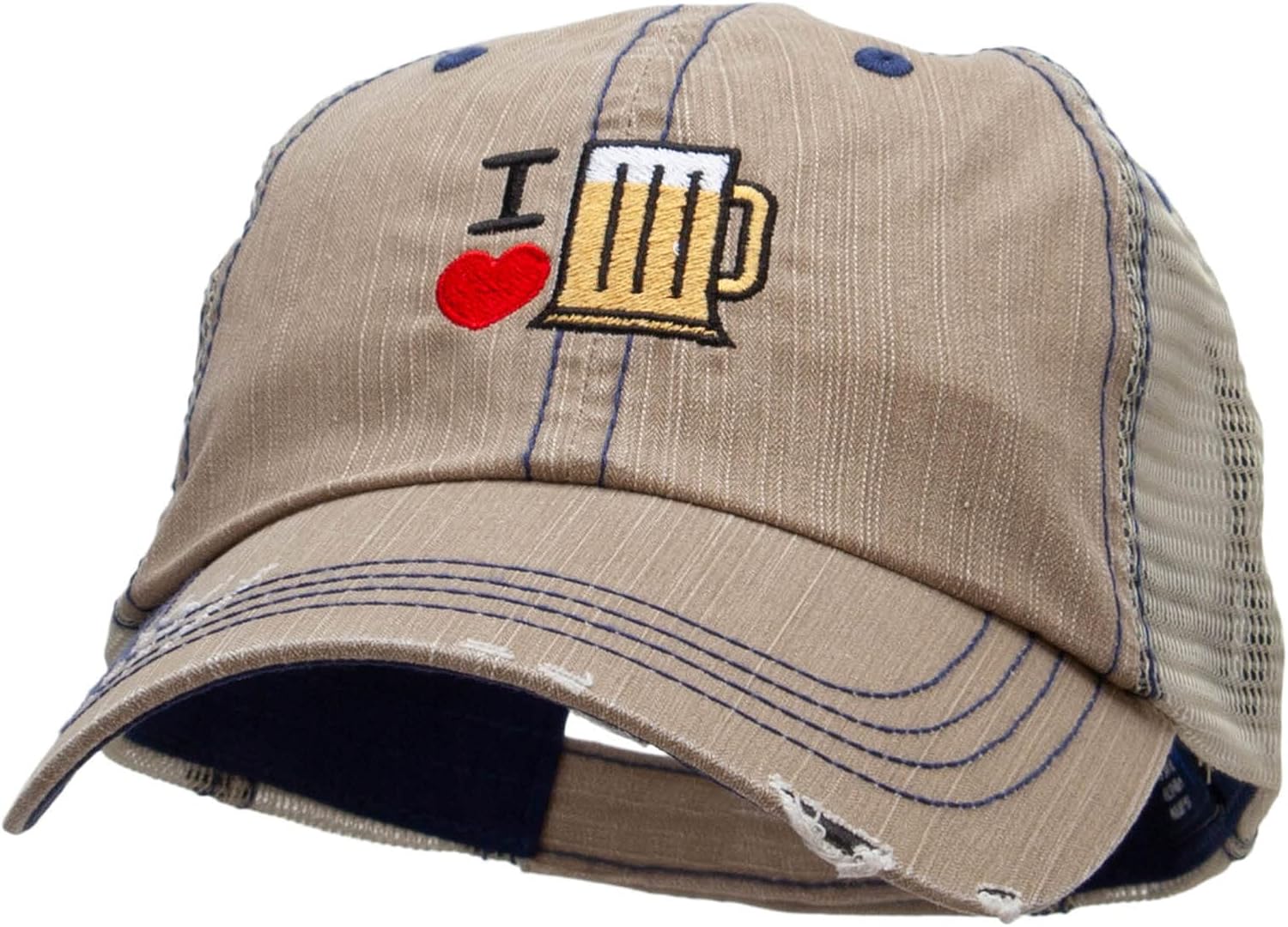e4Hats.com I Heart Beer Embroidered Low Profile Special Cotton Mesh Cap