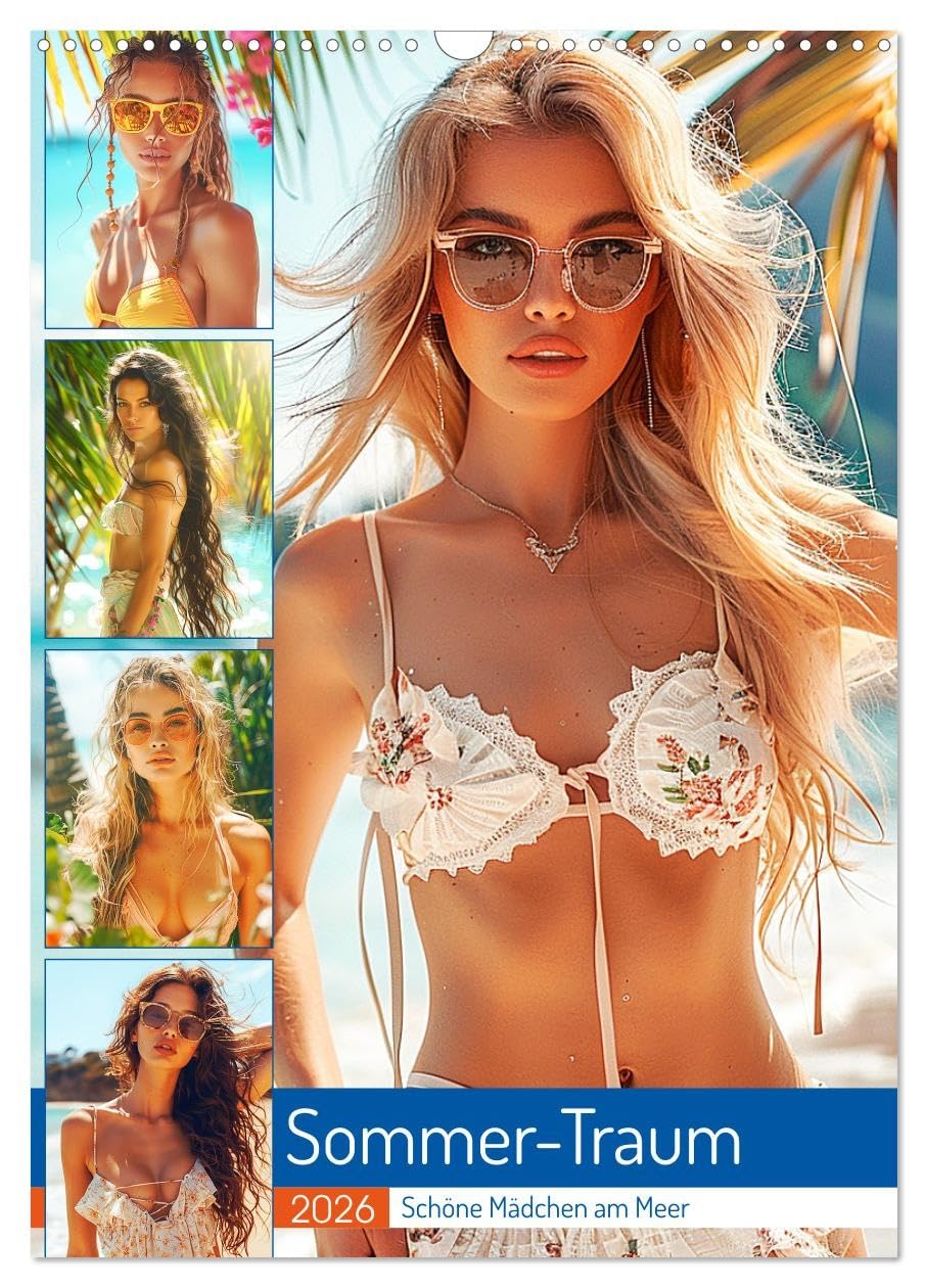 Summer dream. Beautiful girls by the sea UK-Version (Wall Calendar 2026 DIN A3 Portrait), CALVENDO 12 Month Wall Calendar โ image 1