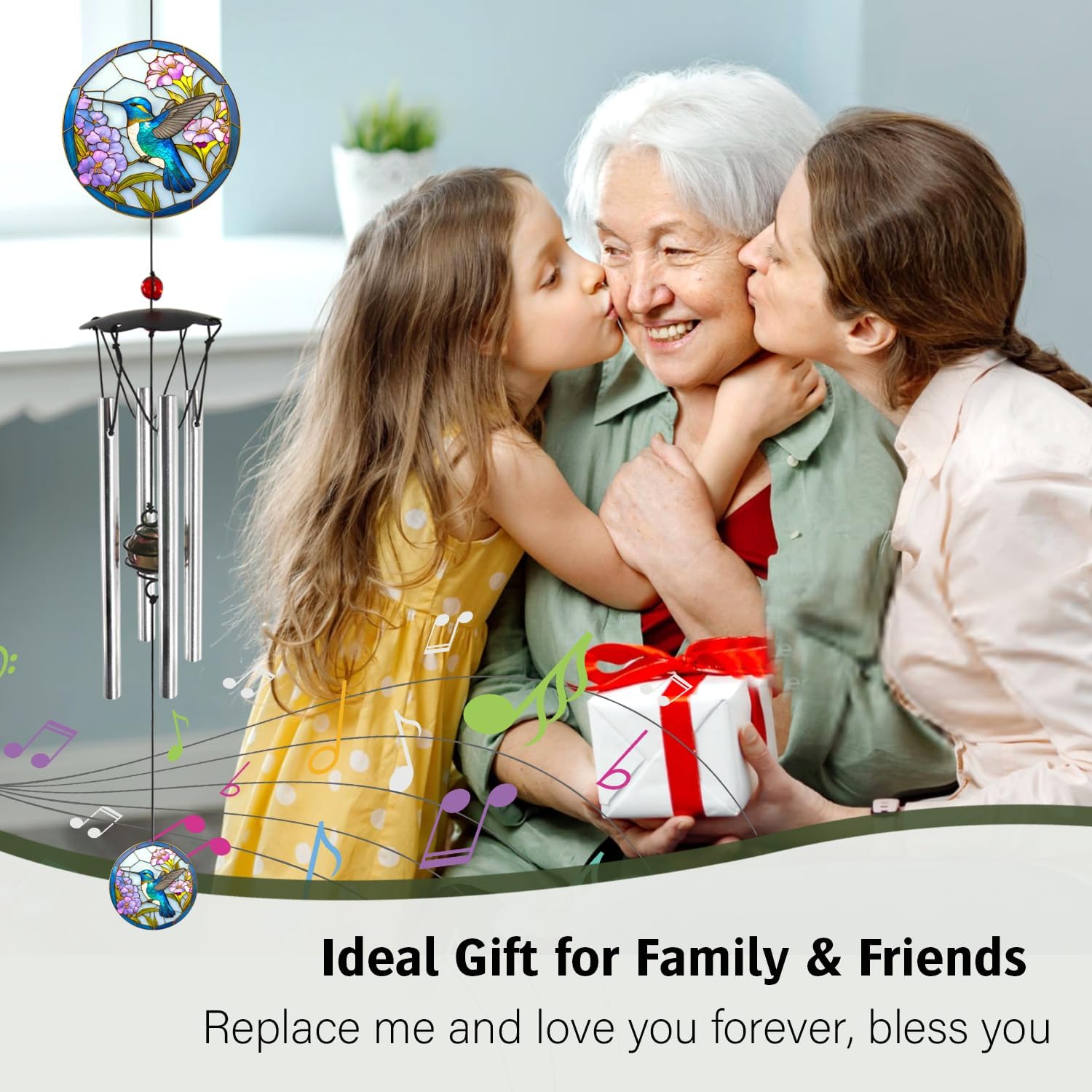 Wind Chimes for Outside 24" Hummingbird Wind Chimes Outdoor Home Patio Garden Decor Hummingbird Gifts Windchimes Outdoors Gift Ideas for Women Mom Grandma Sisters - Image 7