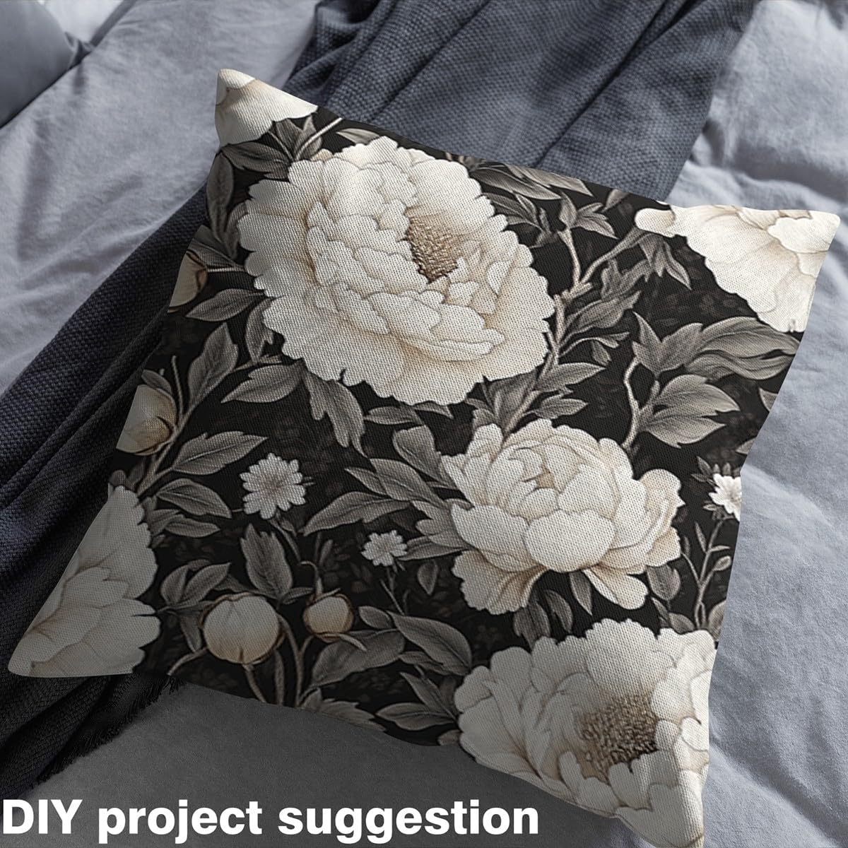 Feelyou Groovy Flower Fabric by The Yard Retro Floral Boho Upholstery Fabric for Chairs 70S Hippie Flowers Indoor Outdoor Decor for DIY Sewing Craft Projects Psychedelic Floral 3 Yards Gray Black