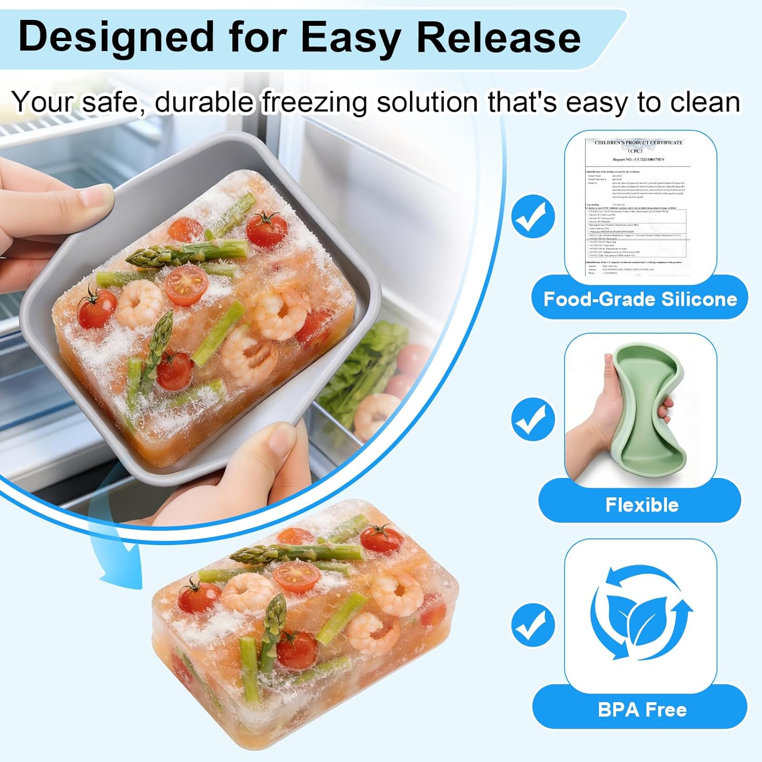 Silicone Freezer Trays with Lid & Freezer Bags, 1-Cup & 2-Cup Soup Freezer Container Molds, Portion Freeze Tray for Meal Prep & Leftovers, BPA-Free Stackable Oven/Dishwasher Safe - 4 Pack