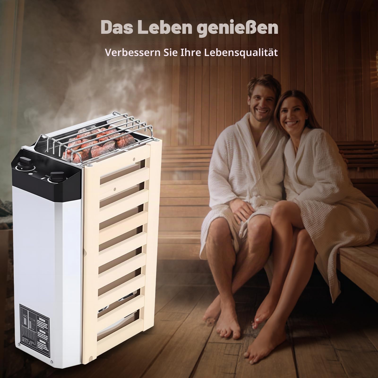 Elektrischer Saunaofen 3,6 KW, 220 V, Hoher Wirkungsgrad, Dampfheizofen für Zuhause, Hotel, Büro, Spa