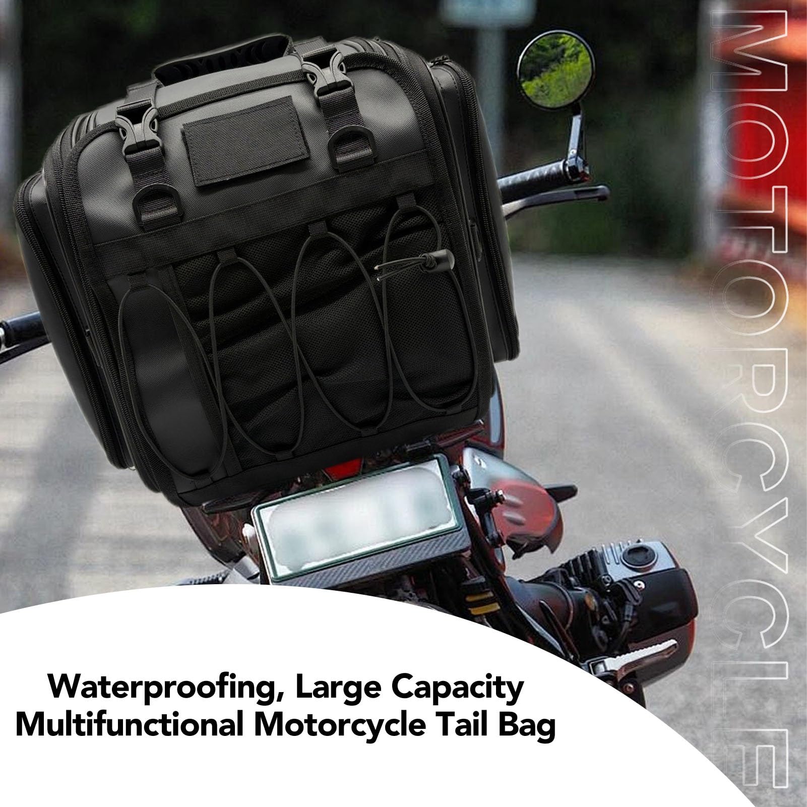 SIXRUN Borsa per Bagagli da Coda per Moto Borsa Portaoggetti per Bagagliaio Espandibile Impermeabile da 20-30 Litri per Avventurieri di Viaggi in Moto
