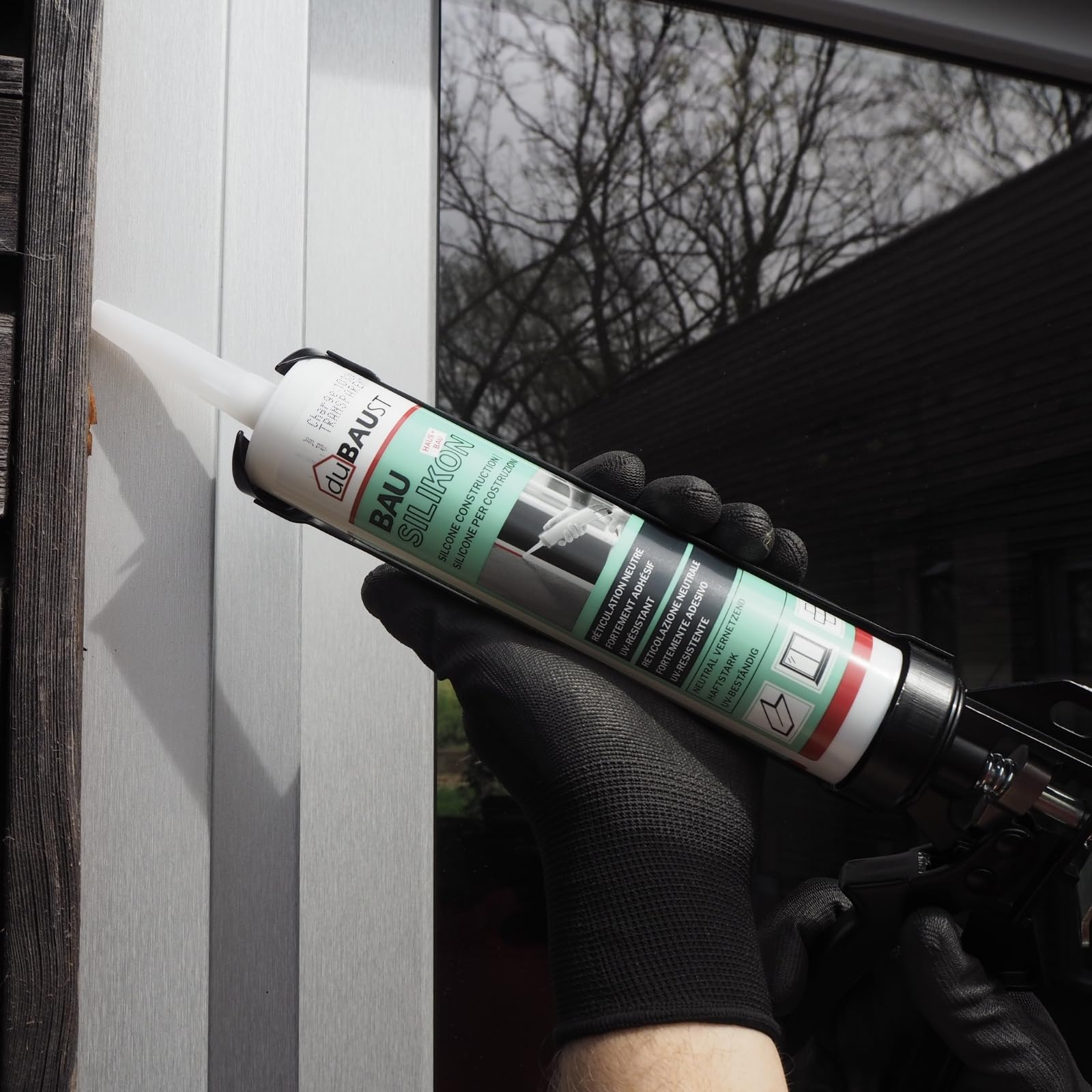 12x dubaust BAS24 Bausilikon Fenstersilikon Neutralsilikon Innen/Aussenbereich witterungsbeständig hochelastisch 310ml Kartusche (transparent)