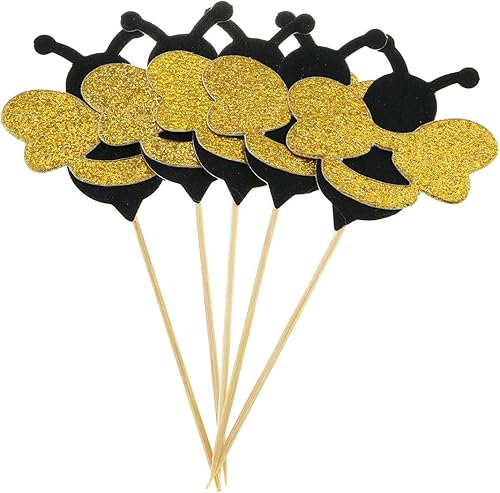 Miniatura 3 de E-outstanding Decoración para cupcakes de abeja de abeja, 30 piezas con purpurina para cupcakes de abejorros para fiesta de cumpleaños, baby shower,