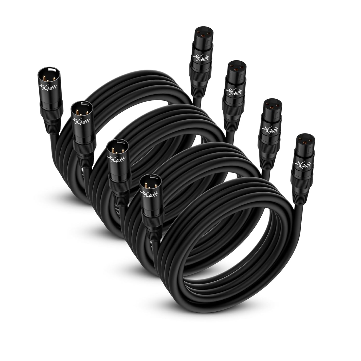 XLR Microphone Cable 75FT 4 Pack, Gold-Plated 3 Pin XLR Male to Female Balanced Mic Audio Cord, AL & OFC Dual Shielded Patch Cable for Speaker, Podcast, Mixer, Amplifier, Recording