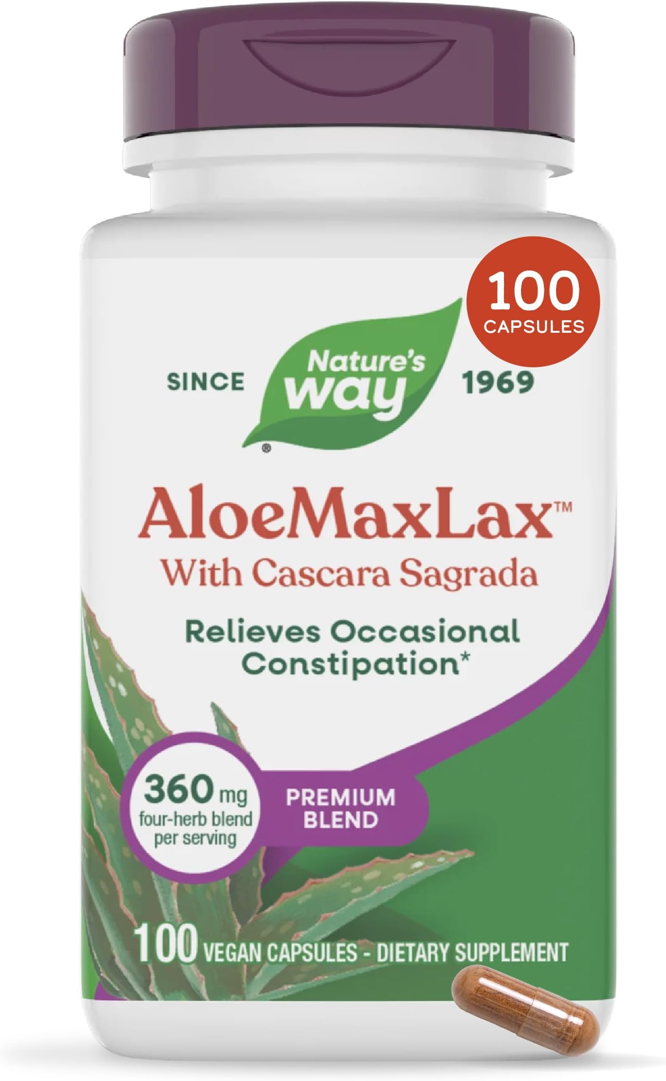 Nature's Way Aloe Maxlax (445mg, 100 Vegetarian Capsules)