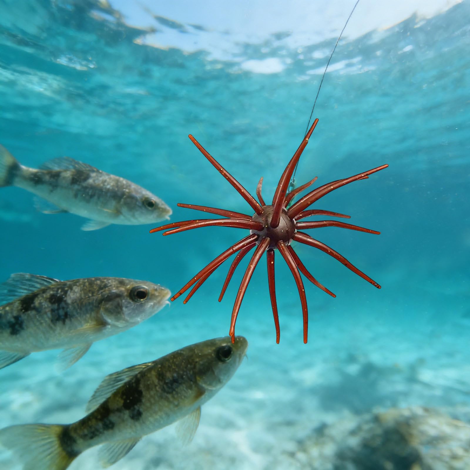 2Pcs Sea Urchin Bait,Sea Bass Fishing Lures,Floating Simulation Seas Urchin Dice Baits for Bass Fishing,Artificial Squirm Fuzzy Fishings Soft Lure Bait Accessories for Saltwater Shore - 4