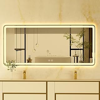 72x32 Inch Led Mirror for Bathroom with Front Light and Backlit, Large W...