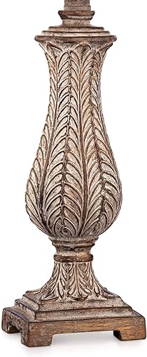 Miniatura 5 de Regency Hill Lámpara de mesa tradicional de casa de campo de 25 pulgadas de alto con hojas doradas antiguas, pequeño jarrón blanco hueso,