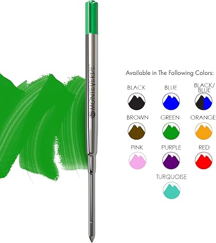 Miniatura 2 de Monteverde Recambio de bolígrafo para adaptarse a bolígrafos Sheaffer, punta media, rollo suave, verde, 2 por paquete (S132GN)