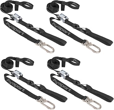 Ayaport Motorcycle Tie Down Straps 1.1 x 7 with Swivel Carabiner Hooks Cam Buckle Tie Downs, Handlebar Strap for Dirt Bike, Motor Bike, Kayak, Car, Truck, Boat, Cargo, Black 1.1" x7-4pcs