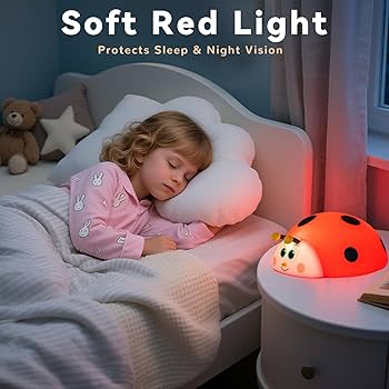 Cute Ladybug Nightlight for Baby, Soft Silicone Red Beetle Night