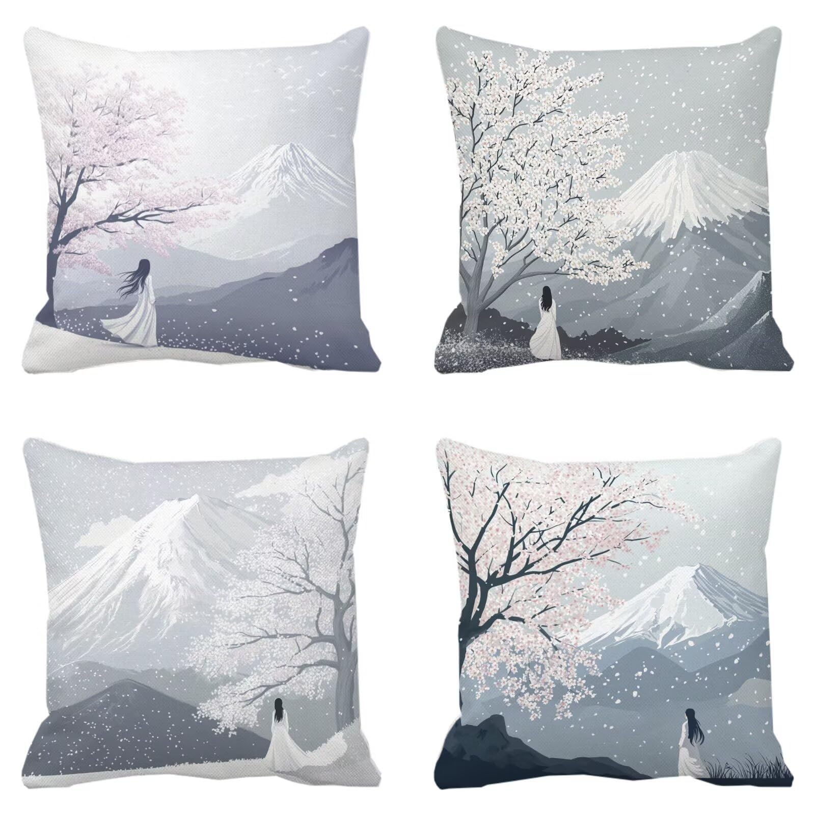 Federe Cuscini Divano 45x45cm, Federa Cuscino Grigio Paesaggio Quadrati Copricuscini Super Morbido Copri Cuscini Per Divano, Cuscino Decorativo da Esterno Giardini, Per Soggiorno Camera Divani P-313