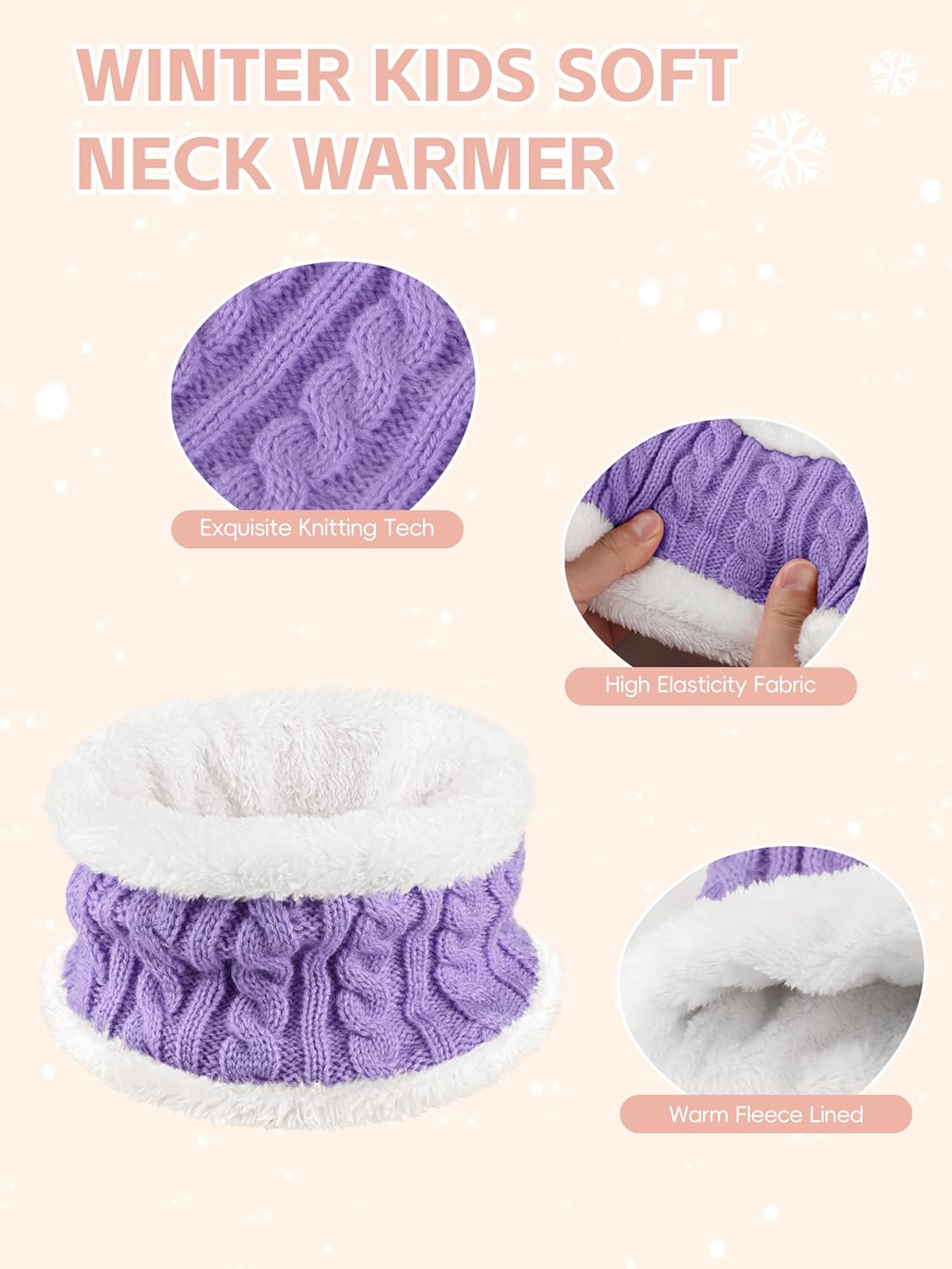 3 Pcs Kids Winter Hat Scarf Gloves Set Boys Girls Thick Warm Beanie Hat Knitted Neck Warmer Fleece Lined Gloves - Image 3