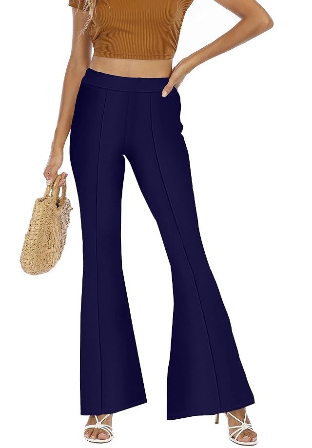 2022 Autumn Winter Womens Printed Flared Trousers Stretch Pants Womens High Stretch Cargo Trousers