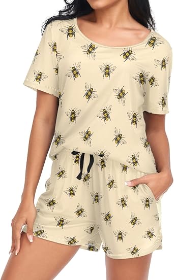 Laprad Womens Pajama Set Soft Short Sleeve 2 Piece Lounge Sleepwear Pjs Sets with Pockets