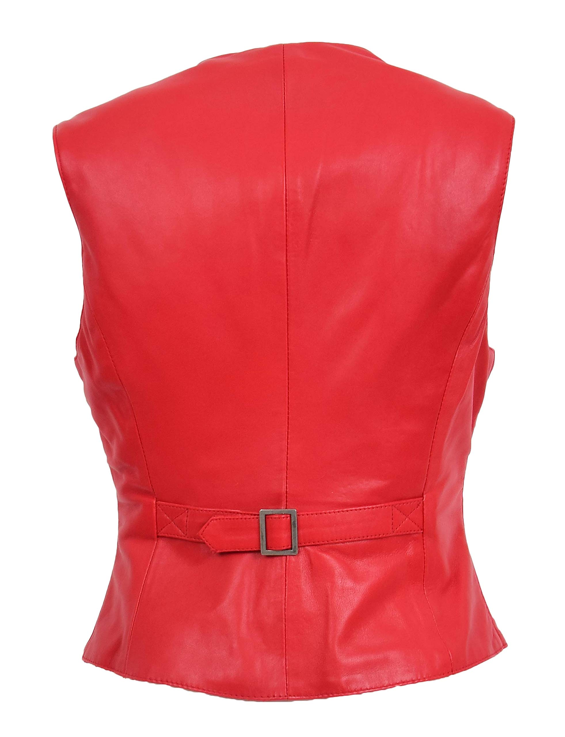 Gilet da donna in vera pelle con chiusura a bottone, stile tradizionale Rita