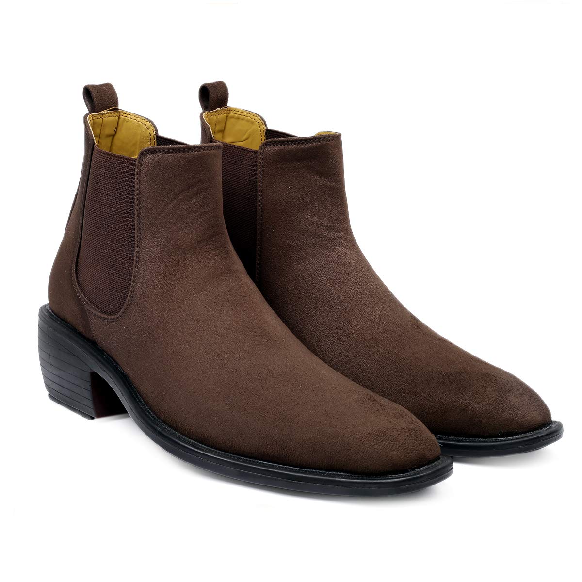 Men’s 2″ Heel Height Increasing Formal Chelsea Slipon, Zipper Boot with Synthetic Material and Pu Sole.