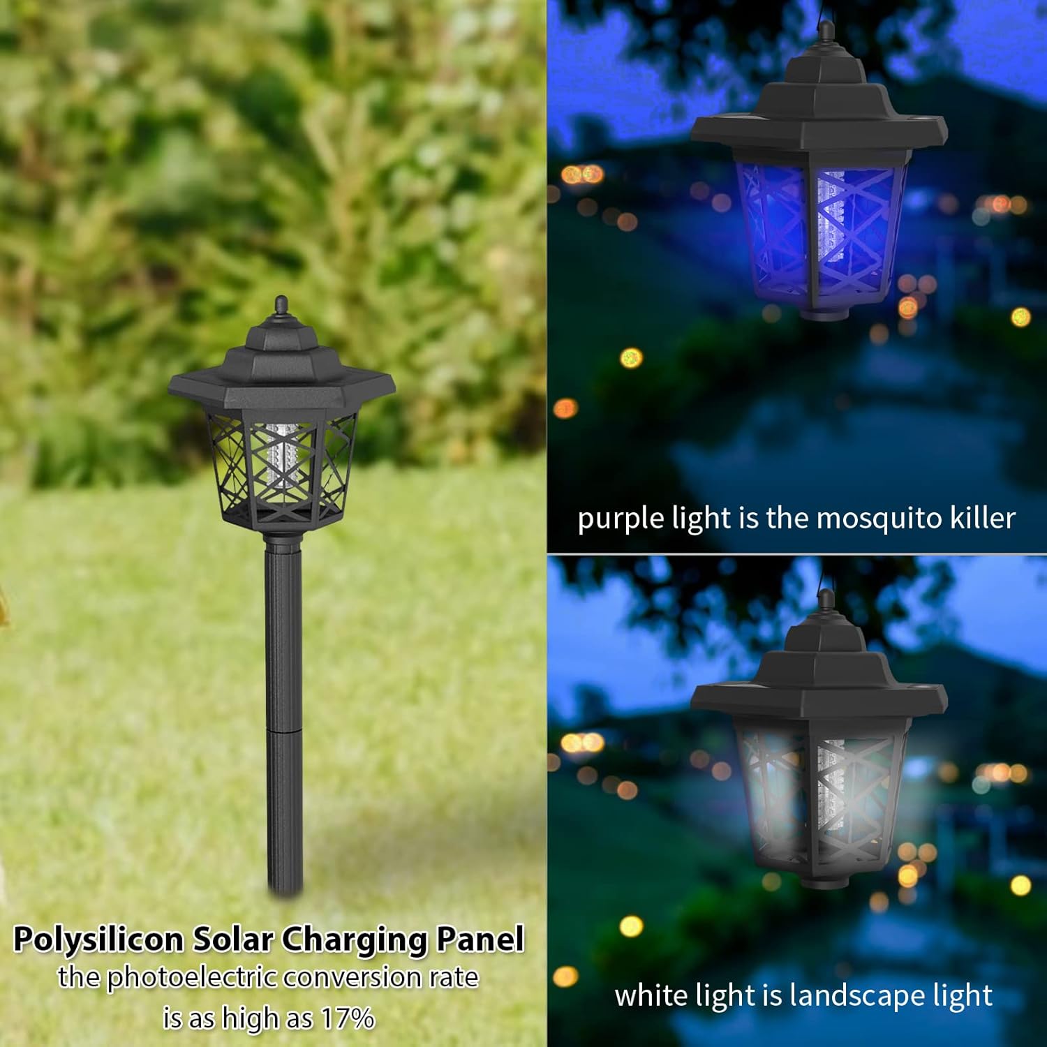 2 Pcs Solar Bug Zappers Outdoor Waterproof LED Solar Mosquito Zappers Outdoor Solar Powered Mosquito Killer Light Lamp for Indoor and Outdoor Use