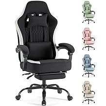 Sweetcrispy Computer Gaming Chair - High Back Ergonomic Desk Chair with Footrest and Lumbar Support, Height Adjustable Task Chair with Linkage Armrests and Headrest, 360&deg; Swivel Wheels, Black