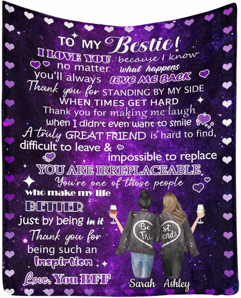 Custom Blanket for My Best Sister Friend, A Truly Great Friend is Hard to find diffcult to Leave &Impossible to Replace Soft Bed Blanket Throws 40 x 50 Inch