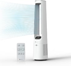 PureMate Bladeless Tower Fan with DC Motor – Ultra Quiet portable 40" Standing Air Circulator, 12 Speeds, Remote Control, Digital Display, 12H Timer, Sleep Mode, 60° Oscillation, Silent Cooling Fan