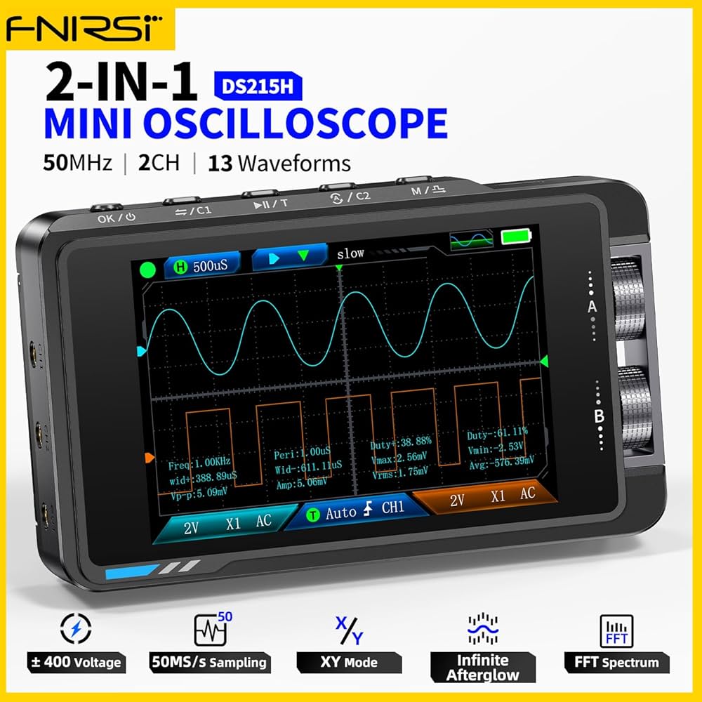 FNIRSI DS215H 2-in-1 Handheld Oscilloscope 50MHz, 2 Channel