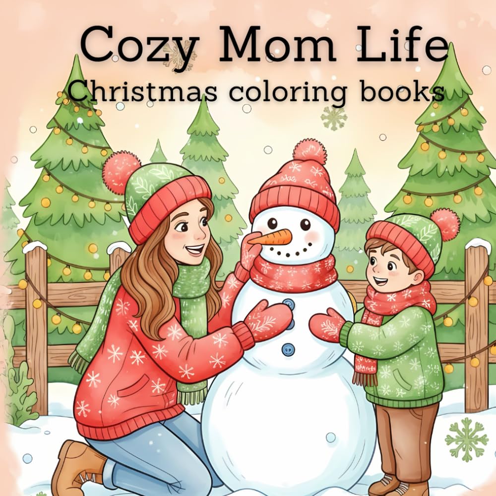 Cozy Mom Life Christmas and Holiday coloring book: For adults and mom diary book with housework, and family time for moms