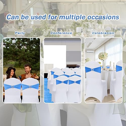 Vista 87 de Joccun 30 cintas elásticas de elastano para silla con hebilla deslizante, lazos elásticos universales para sillas para bodas, banquetes, fiestas