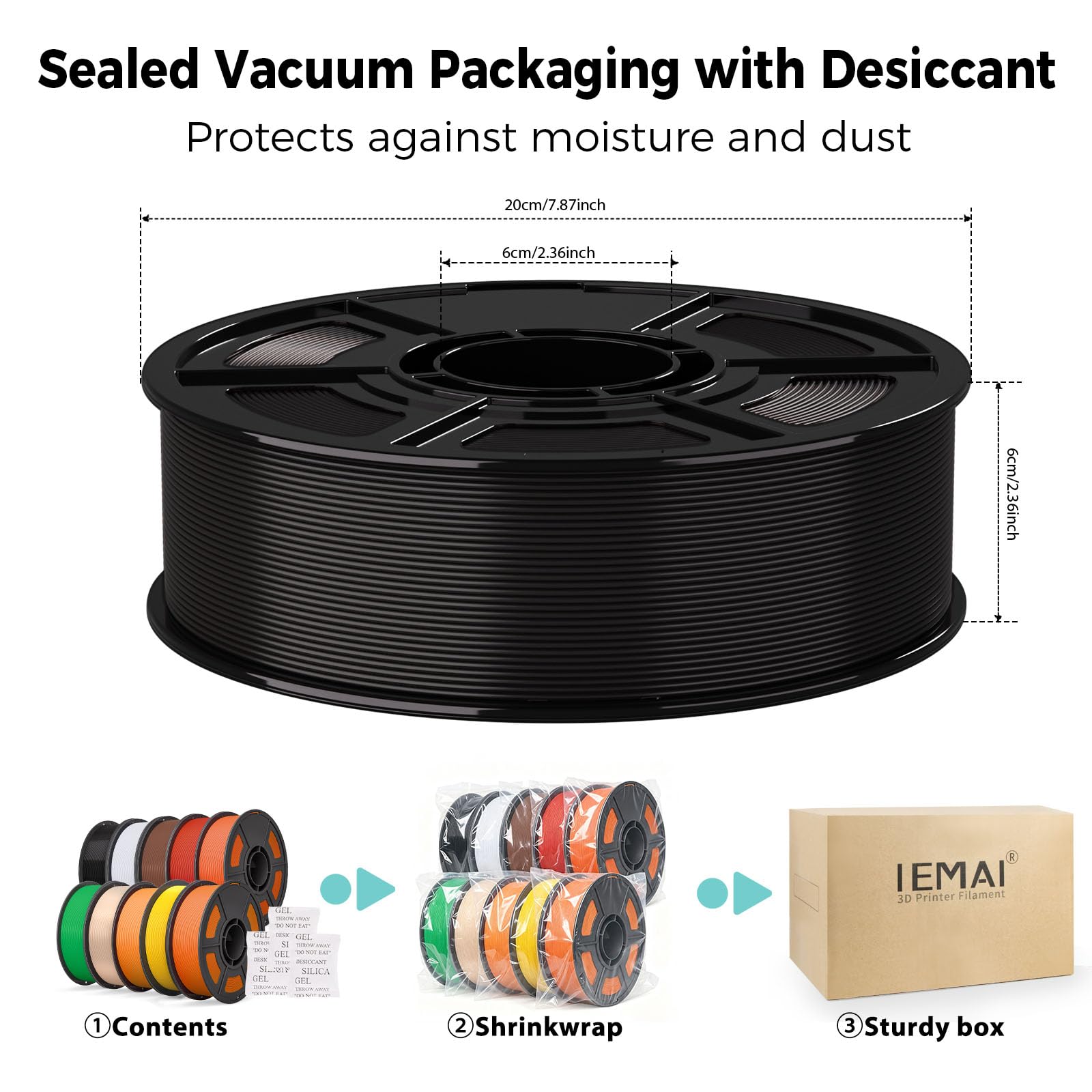 IEMAI ASA Filament 1.75mm 10Kg, 3D Drucker Filament ASA Mehrfarbiges Set, Schwarz/Weiß/Braun/Rot/Orange/Grün/Nude/Camel/Gelb/Terrakotta, UV-beständig, Hitzebeständig, Maßgenauigkeit+/-0,02mm