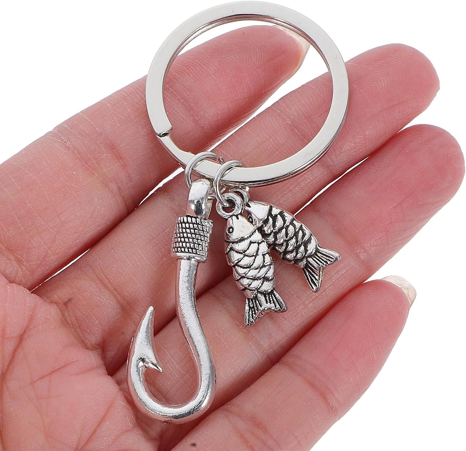 Father's Day Fishing Keychain 2pcs Set with Fish Hook Pendant, Creative Bag Hanging Keyring for Dad, Delicate Keyring Accessory for Outdoors and Everyday Use image 4