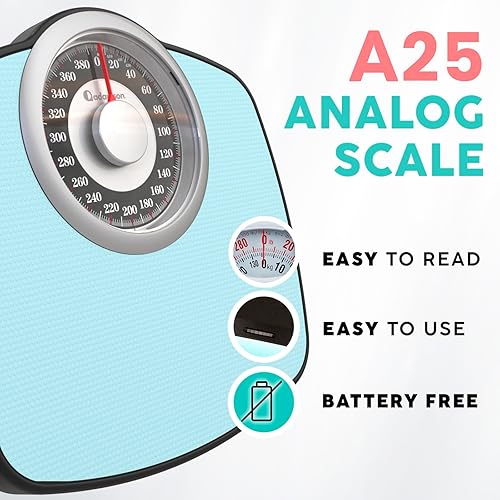 Miniatura 2 de Adamson Báscula A25 para peso corporal, hasta 400 libras, esfera de 5.3 pulgadas en plataforma de 12.4 x 10.2 pulgadas, superficie de goma