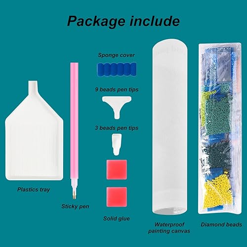 Miniatura 5 de Stalente Kits de pintura de diamantes para adultos, cielo estrellado redondo, kit de arte de diamantes de taladro completo, pintura 5D con