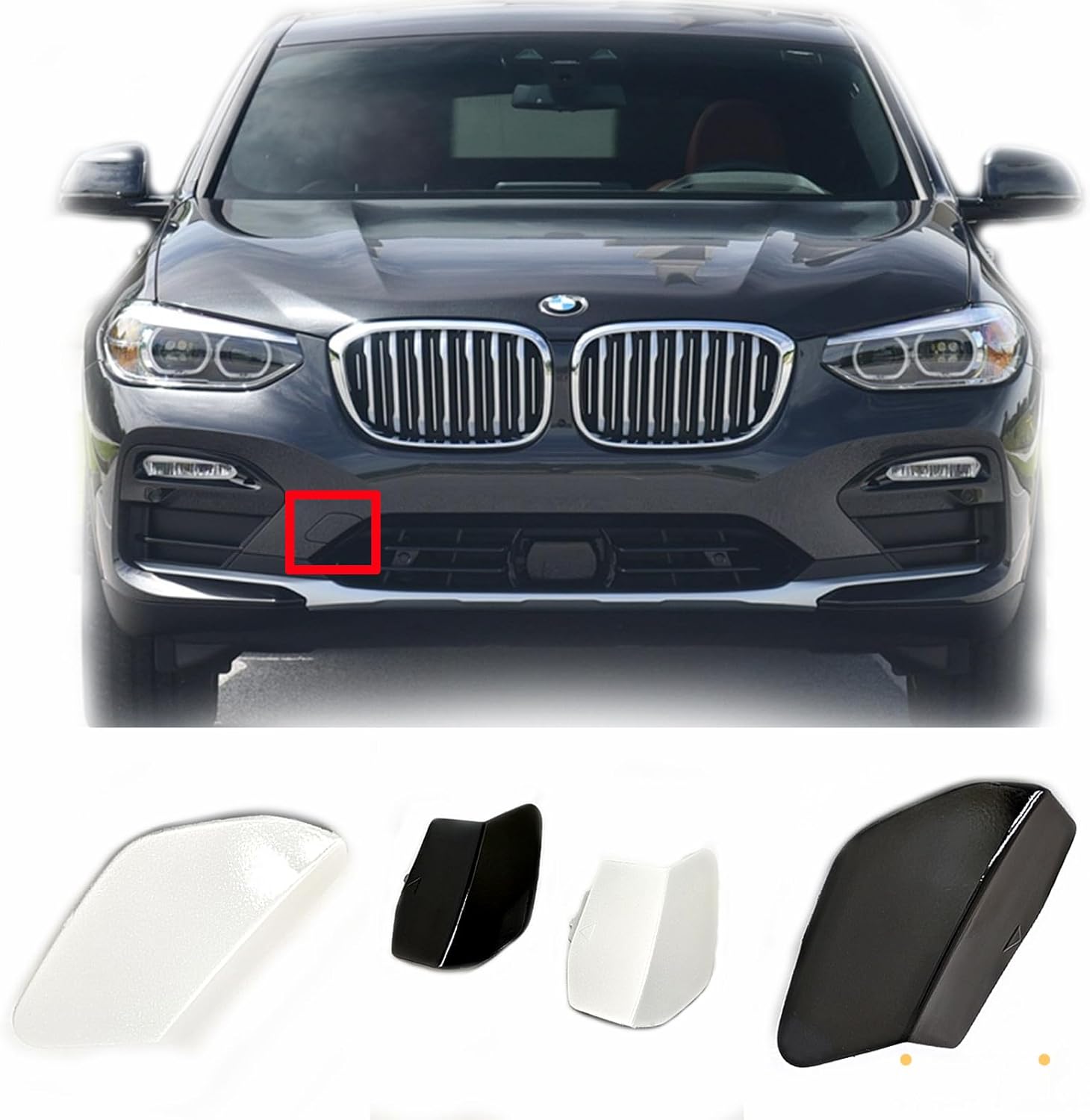 Front Tow Cover for 22-24 BMW X4 G02LCI Msport Fit 20dX 20iX 25dX 30dX 30iX M40dX M40ix xDrive sDrive 2022 2023 2024 SAC Bumper Towing Hook Eye Cap