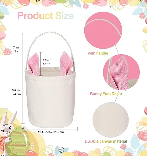 Miniatura 3 de Aovaely Paquete de 3 cestas de Pascua para niños, cestas de huevos de Pascua con calcomanías, bolsas de yute de conejo, cestas de relleno de huevos