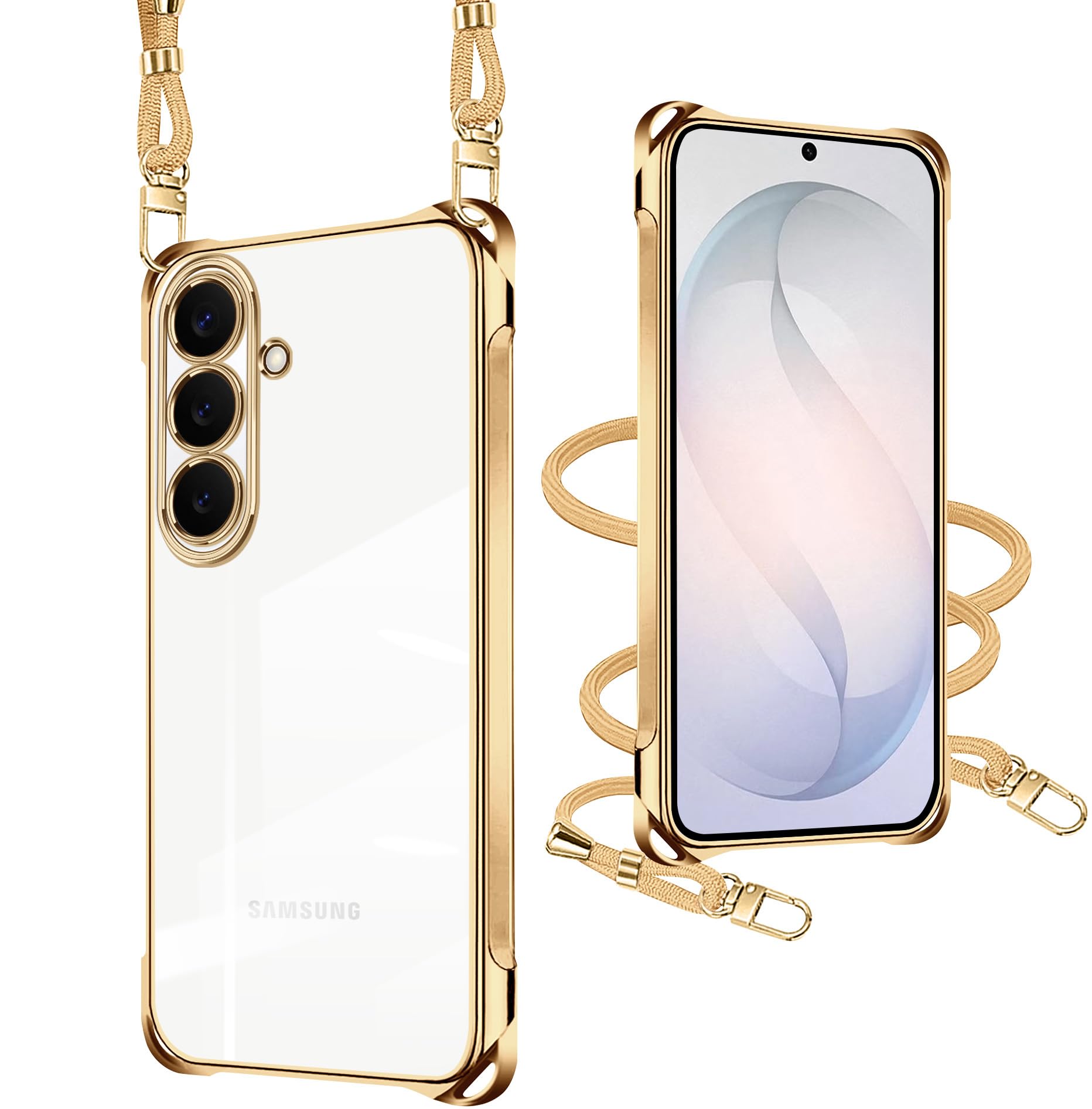 xiusiteli Galaxy S26 用 ケース クリア ショルダー ゴールド SG-51G/SCG36 TPU 薄型 軽量