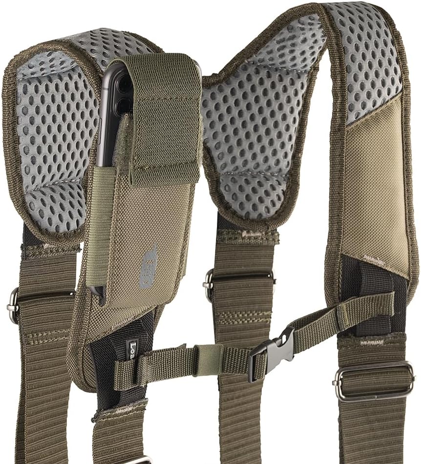 Bucket Boss Leather Hyrbid Tool Belt with Suspenders in Green, 55505-GR