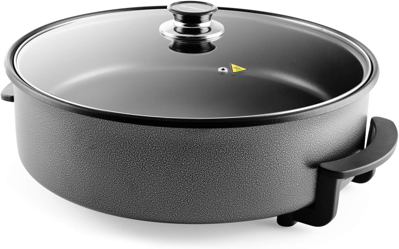 OrbegozoPZ 8100 Electric Cooker with Glass Lid, Non-Stick Coating, Adjustable Thermostat, 40 cm Diameter, 1,500 W