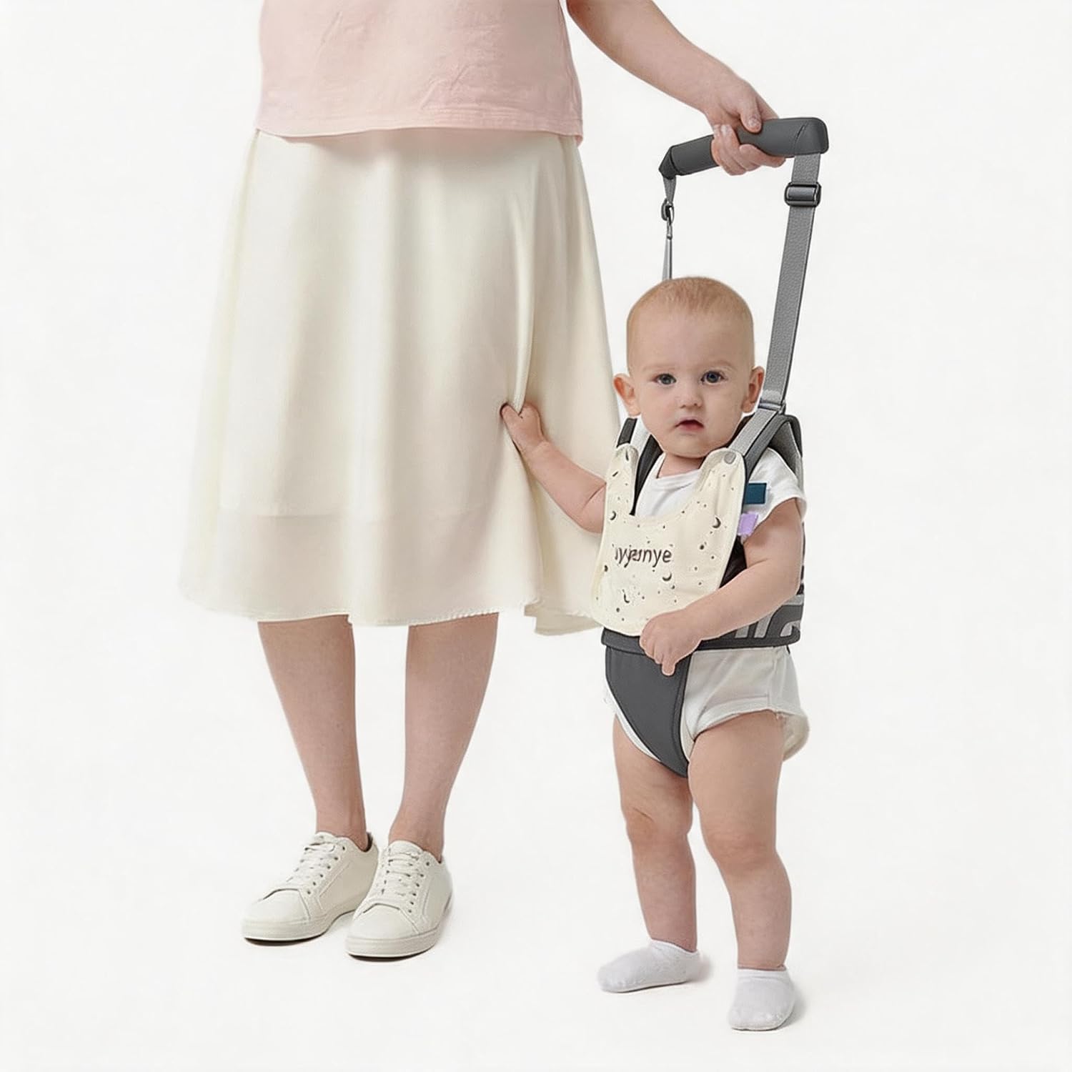 Baby Walking Harness - Handheld Toddler Walker Helper with Detachable Crotch, Adjustable Traction Strap, Breathable Fabric, Infant Walking Assistant Belt for 9-24 Months (Purple)