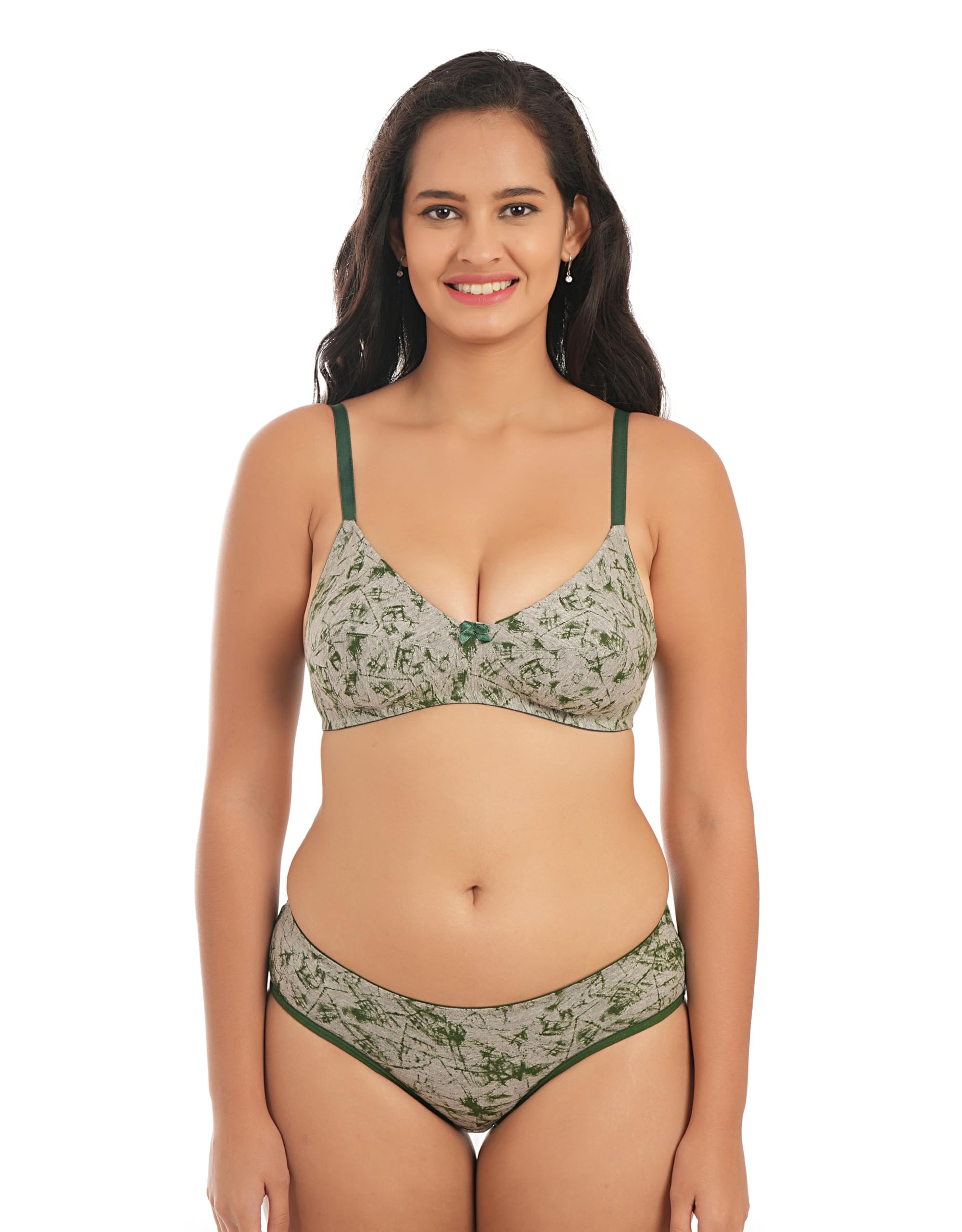 elina Women's Full Coverage Cotton Hosiery Printed Bra and Panty Set-picture-33