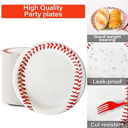 Miniatura 4 de 200 platos de fiesta de béisbol, servilletas, suministros de béisbol, decoraciones de cumpleaños, vajilla de papel desechable, juego de vajilla de