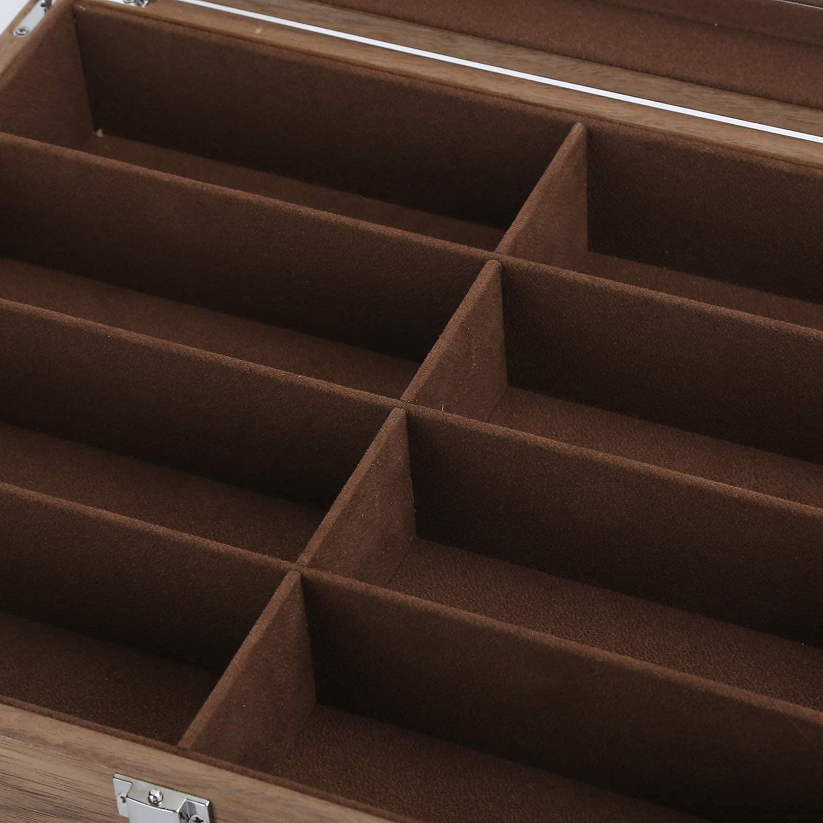 8 siatki Retro pudełko do przechowywania okularów z litego drewna, gablota na okulary domowe etui na okulary z litego drewna pudełko do przechowywania biżuterii, nadaje się do biżuterii